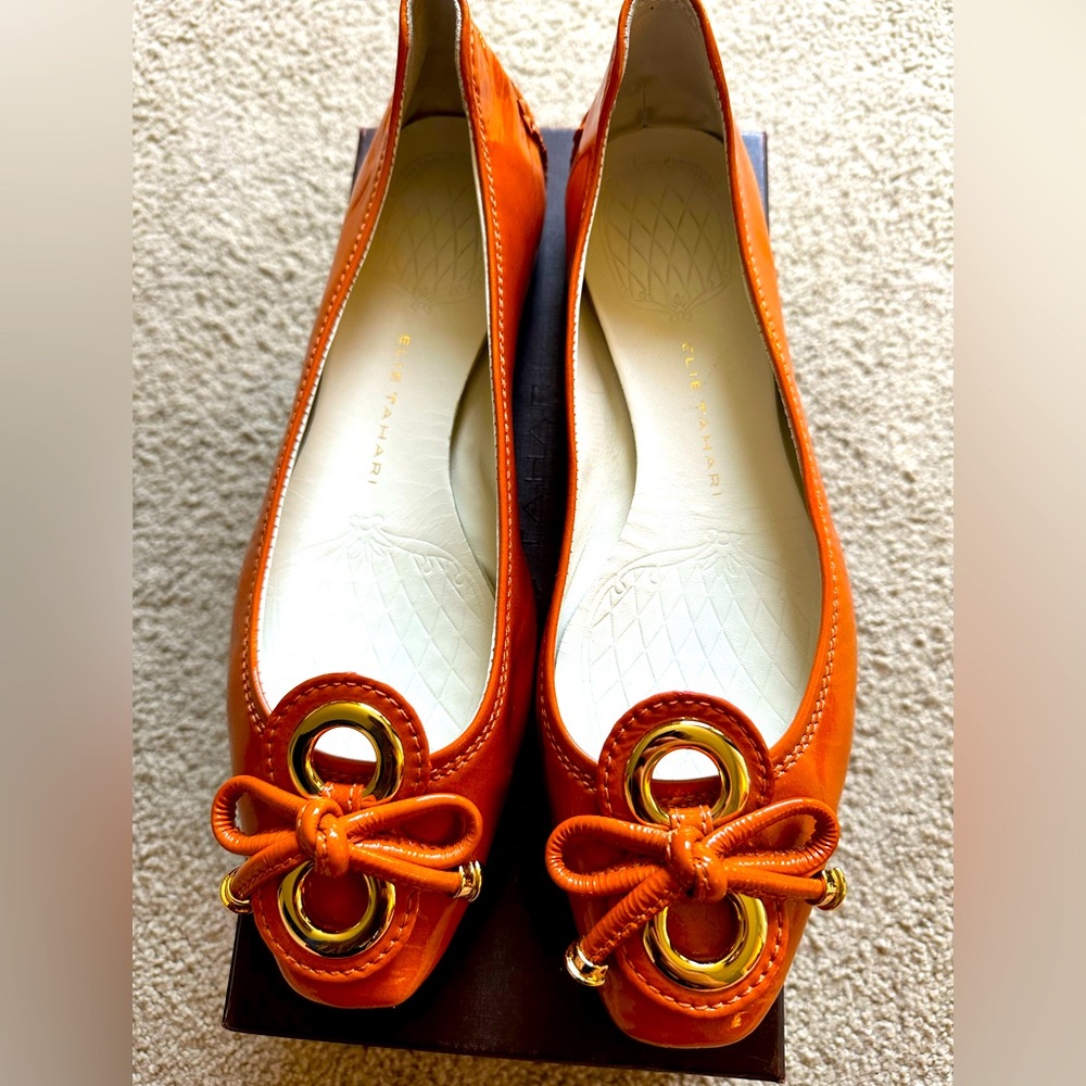 Ellie Tahari Orange Janine Driver Shoes 38.5
